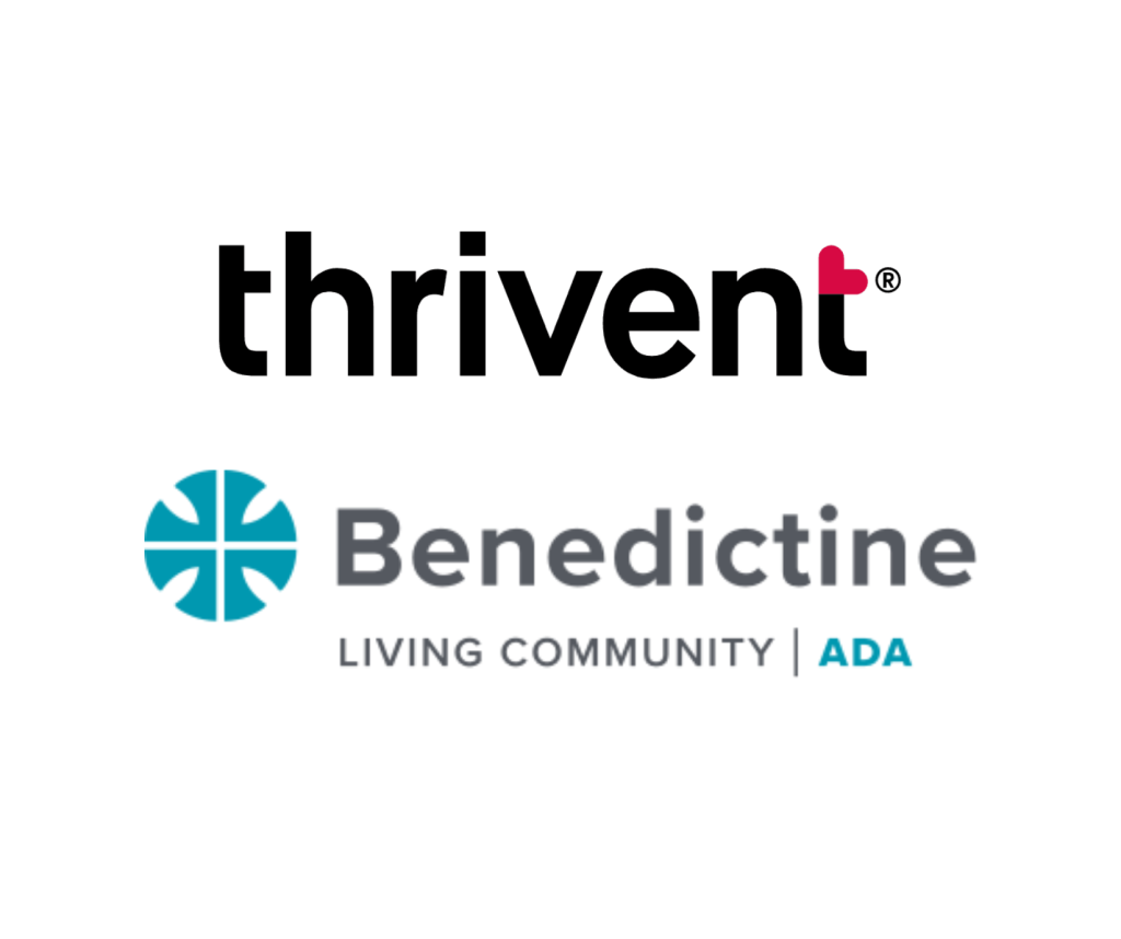 Thrivent and Benedictine Living Community ADA logos representing a supportive retirement community partnership.