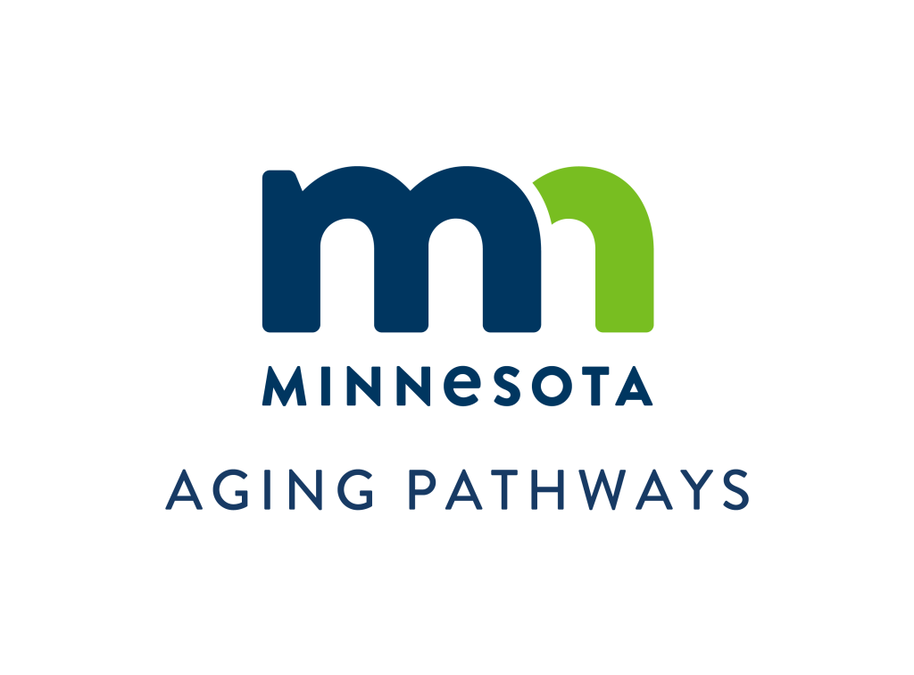 Minnesota Aging Pathways logo in blue and green symbolizing support and connection in aging.