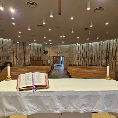 Image of the chapel from the view from the pulpit.