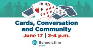 Residents enjoying a card game event fostering conversation and community connections.