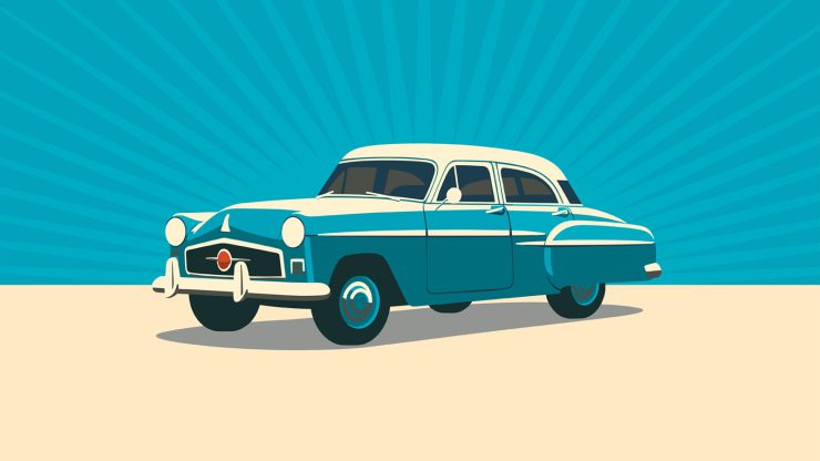 Classic car illustration highlighting timeless charm and community spirit for fun events.